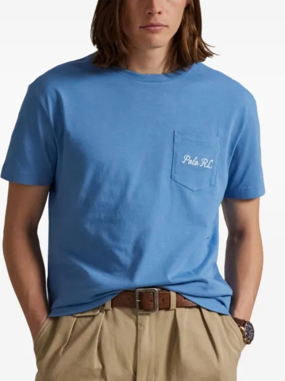 Ralph Lauren Men's Pocket Tee in Sky Blue